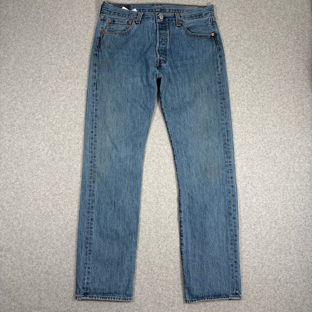Levi's 501 Original Fit Jeans Men 34x34 (Fit 34x32) Blue Straight Leg Button Fly